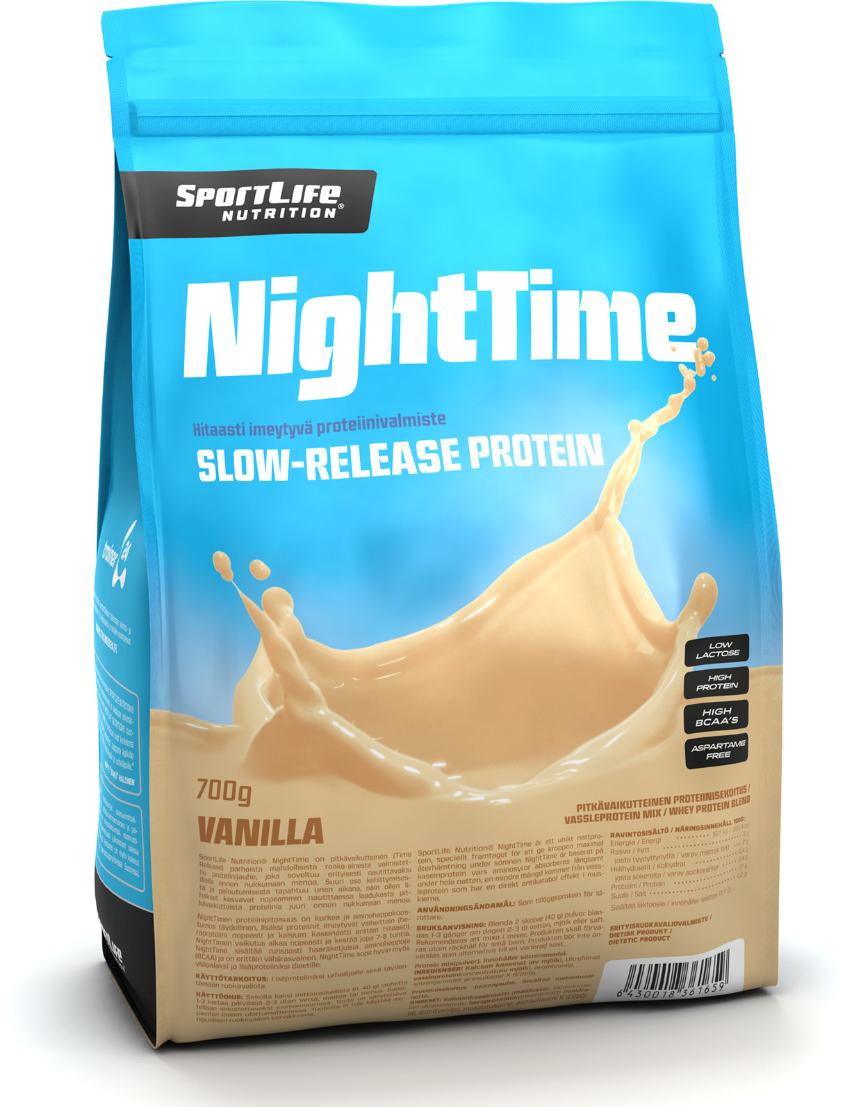 SportLife NightTime vanilje öövalgu valk, 700 g