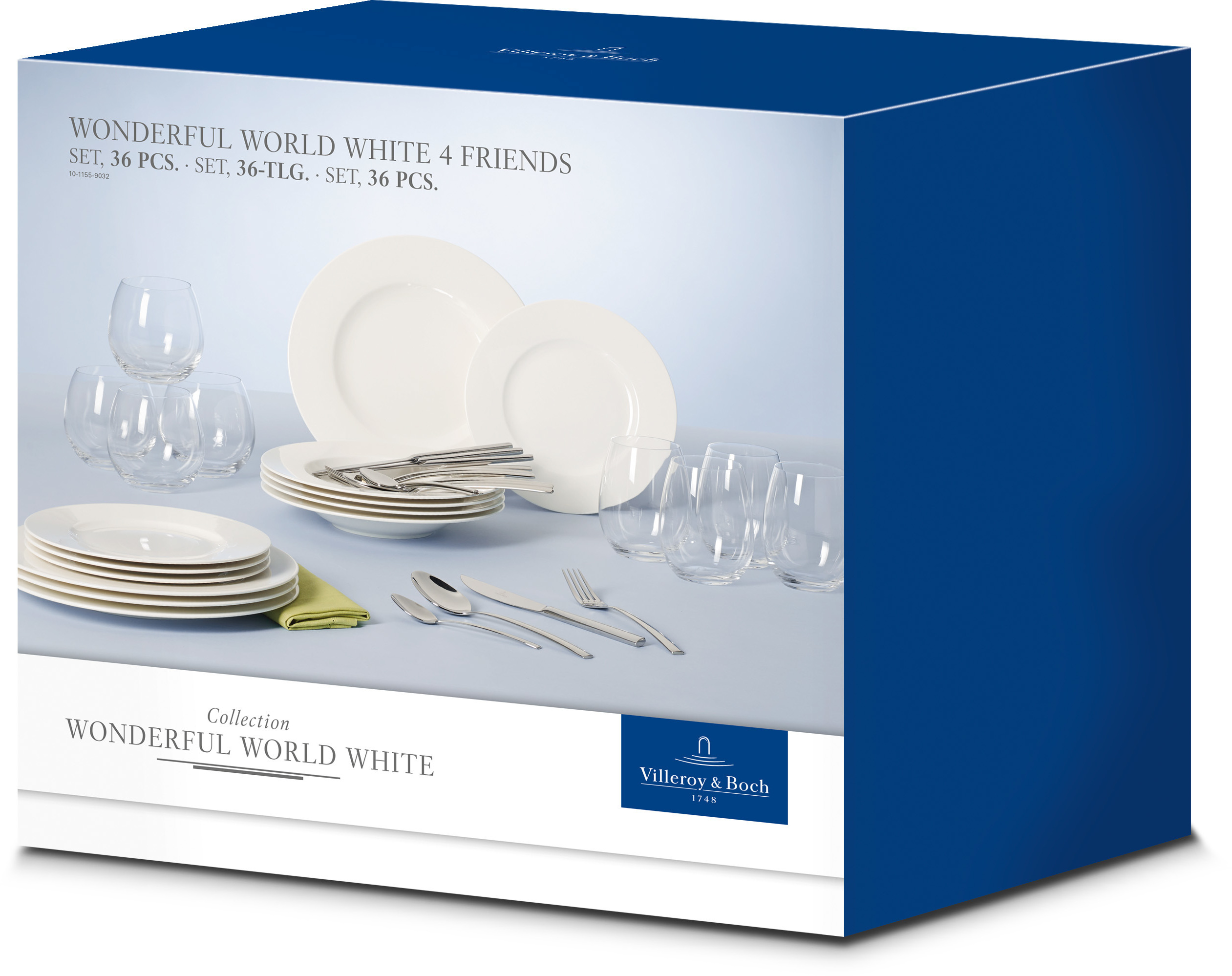 Villeroy & Boch Wonderful World valge söögiriistade komplekt 4 sõbrale, 36 osa