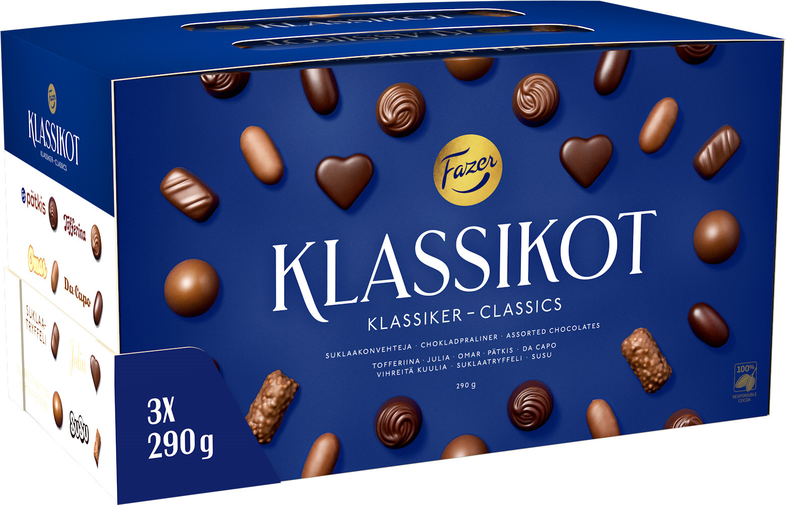 Fazer Klassikot šokolaadikarp, 290 g, 3 tk pakis