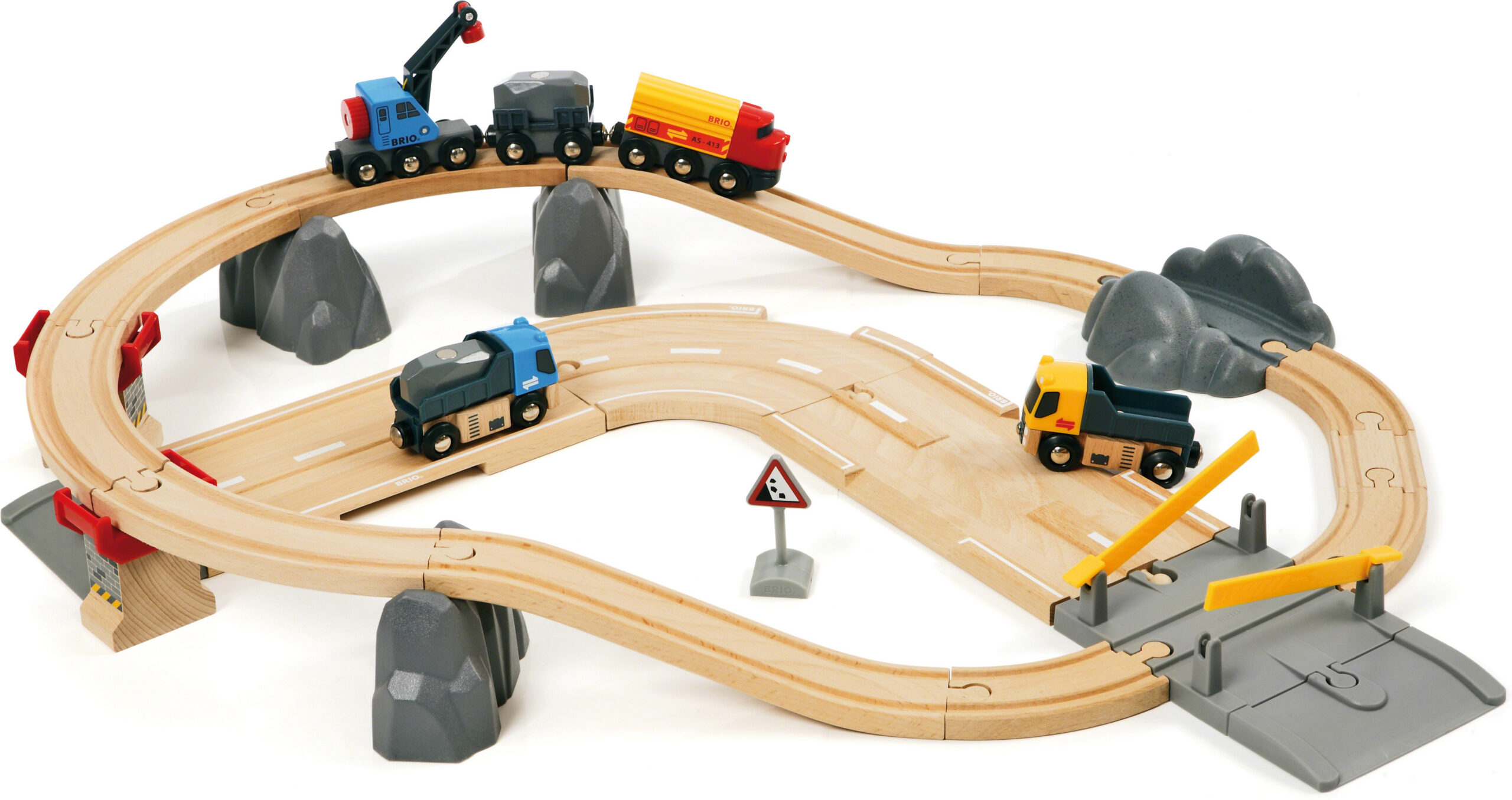 BRIO World 33210 - Rail & Road -kivide laadimine -rongirööbas