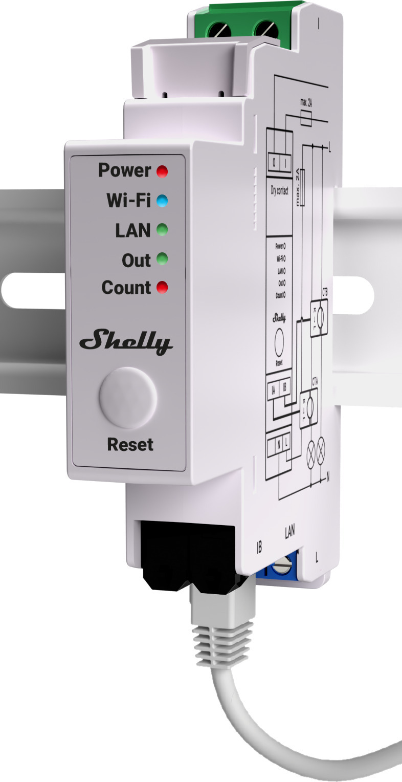 Shelly Pro EM-50 DIN-rööpale paigaldatav energiamõõtur, 50 A