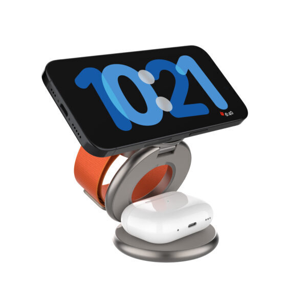 Fikseeritud MagPowerstation ümmargune 3-ühes kokkupandav juhtmevaba laadija - Image 2