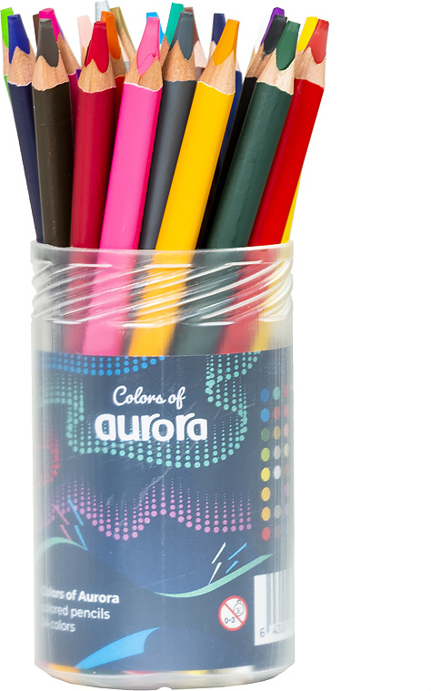 Colors Of Aurora puidust värvipliiatsite komplekt, 24 erinevat värvi