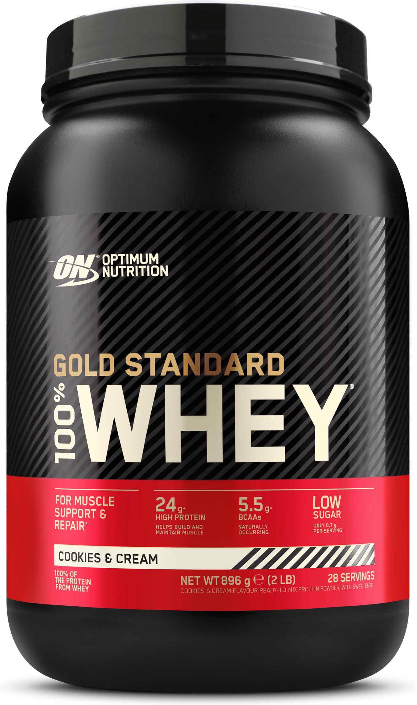 Optimum Nutrition Gold Standard 100% vadakuprotees Cookies & Cream vadakuvalgupulber, 896 g