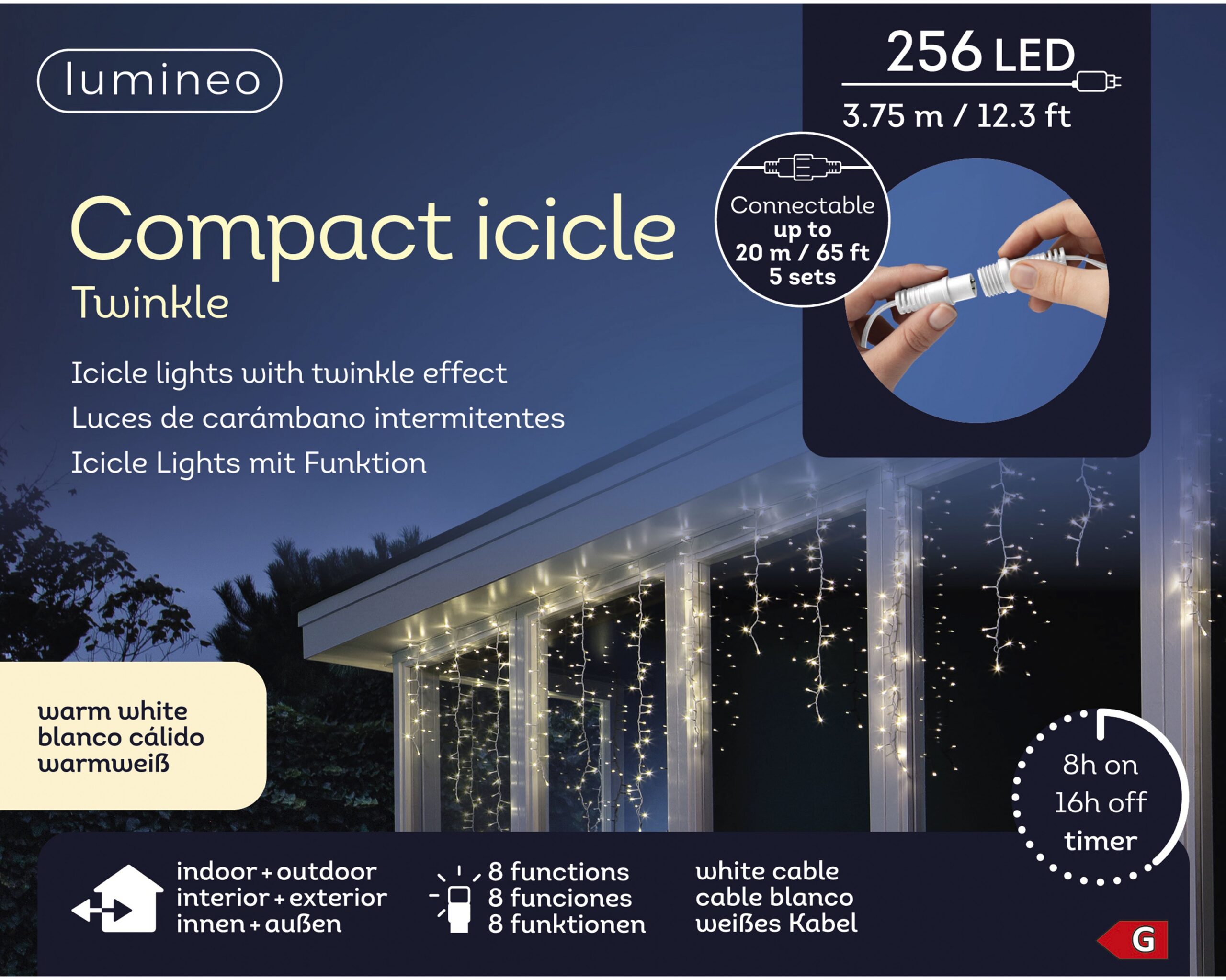 Lumineo Icicle twinkle dekoratiivvalgustite komplekt õues kasutamiseks, 3,75 meetrit - Image 4