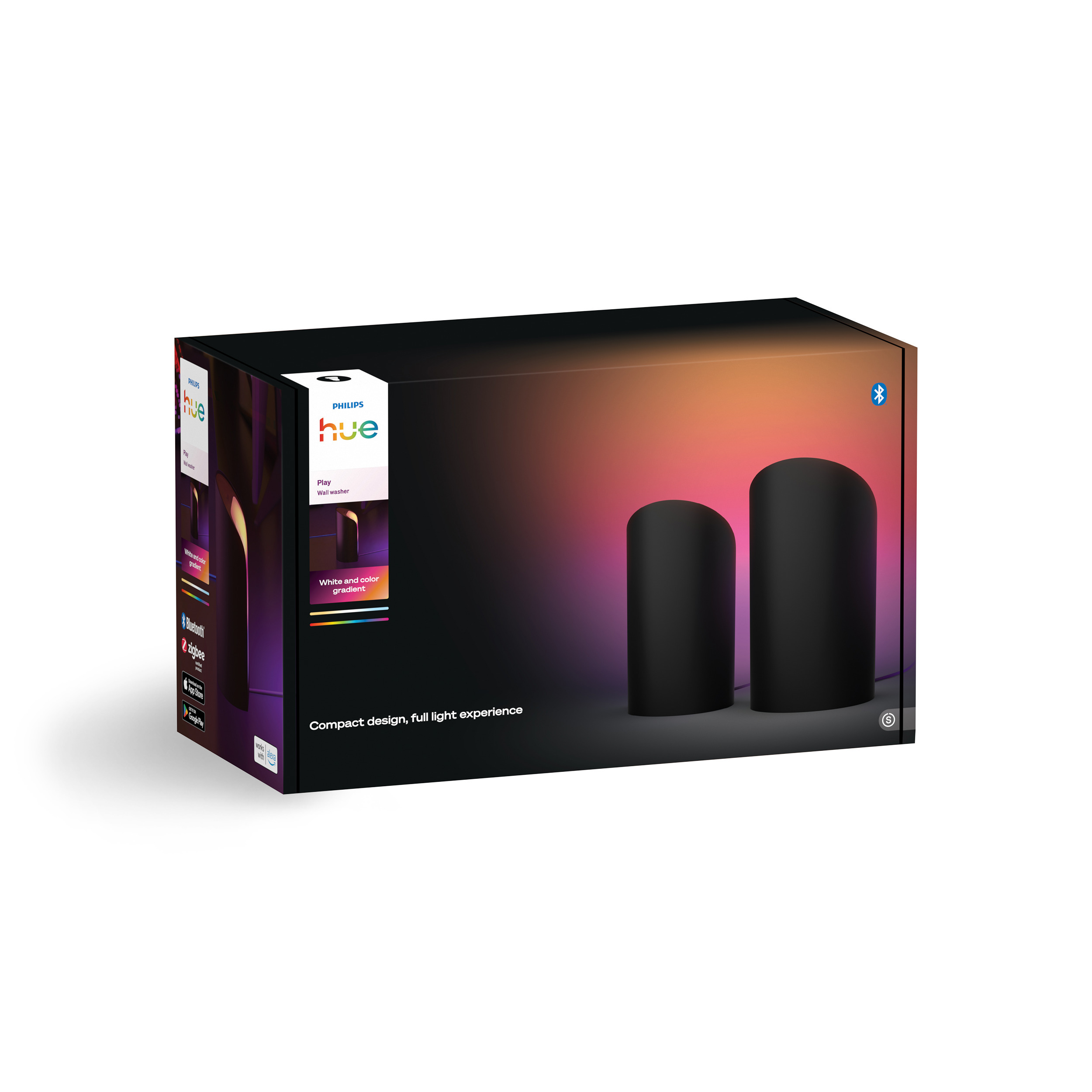 Philips Hue Play seinale paigaldatav valge ja värviline meeleoluvalgus, must, 2 tk