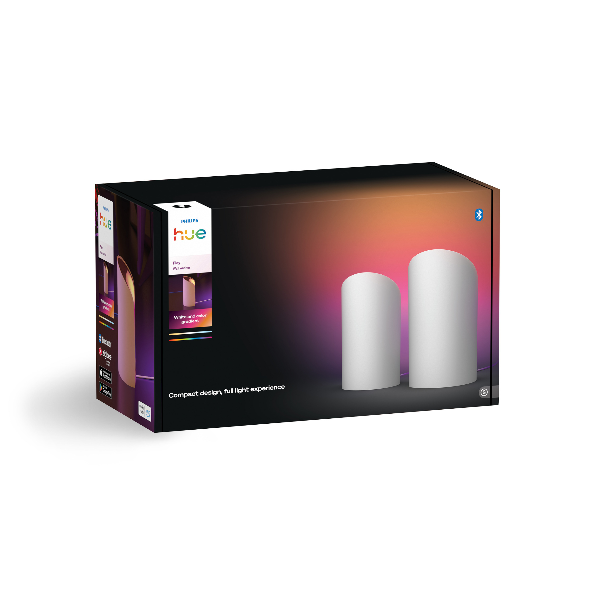 Philips Hue Play seinale kinnitatav valge ja värviline meeleoluvalgus, valge, 2 tk