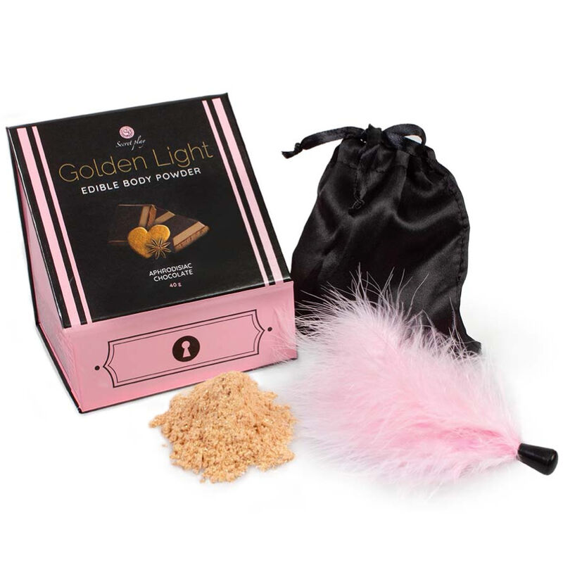 GOLDEN LIGHT KIT APHRODISIAC CHOCOLATE EDIBLE POWDER & FEATHER