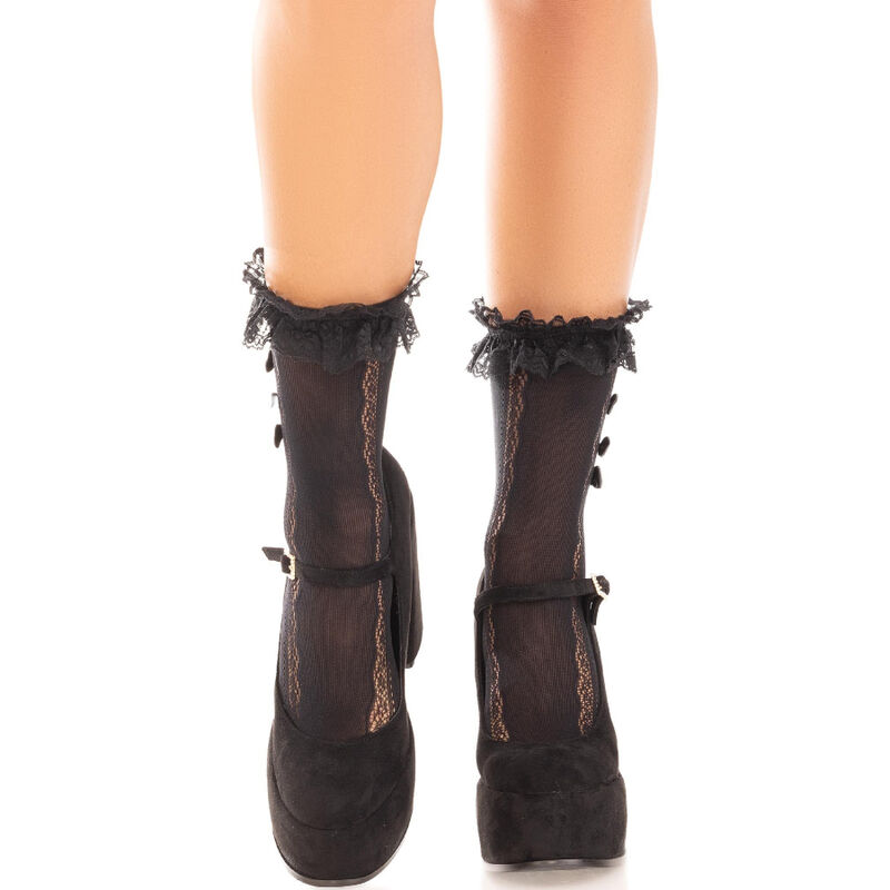ANKLE SOCKS WITH RUFFLES BLACK