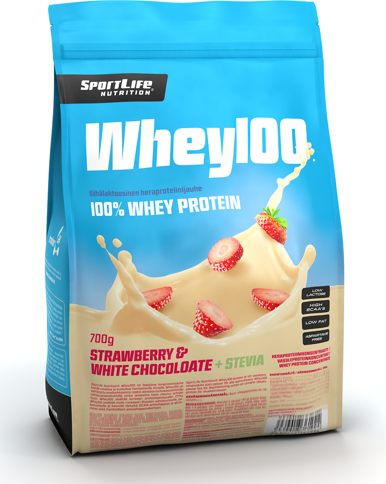 SportLife Whey100 Stevia valge šokolaadi-maasika vadakuvalk, 700 g