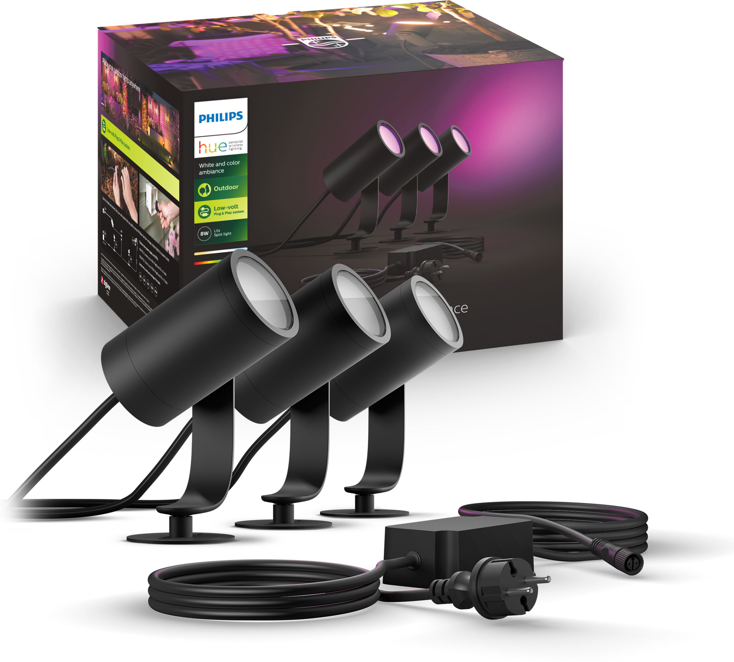 Philips Hue Lily Outdoor valge meeleolu ja värviline nutikas aiavalgusti komplekt 3 tk, antratsiithall, õue kasutus, 8W - Image 3