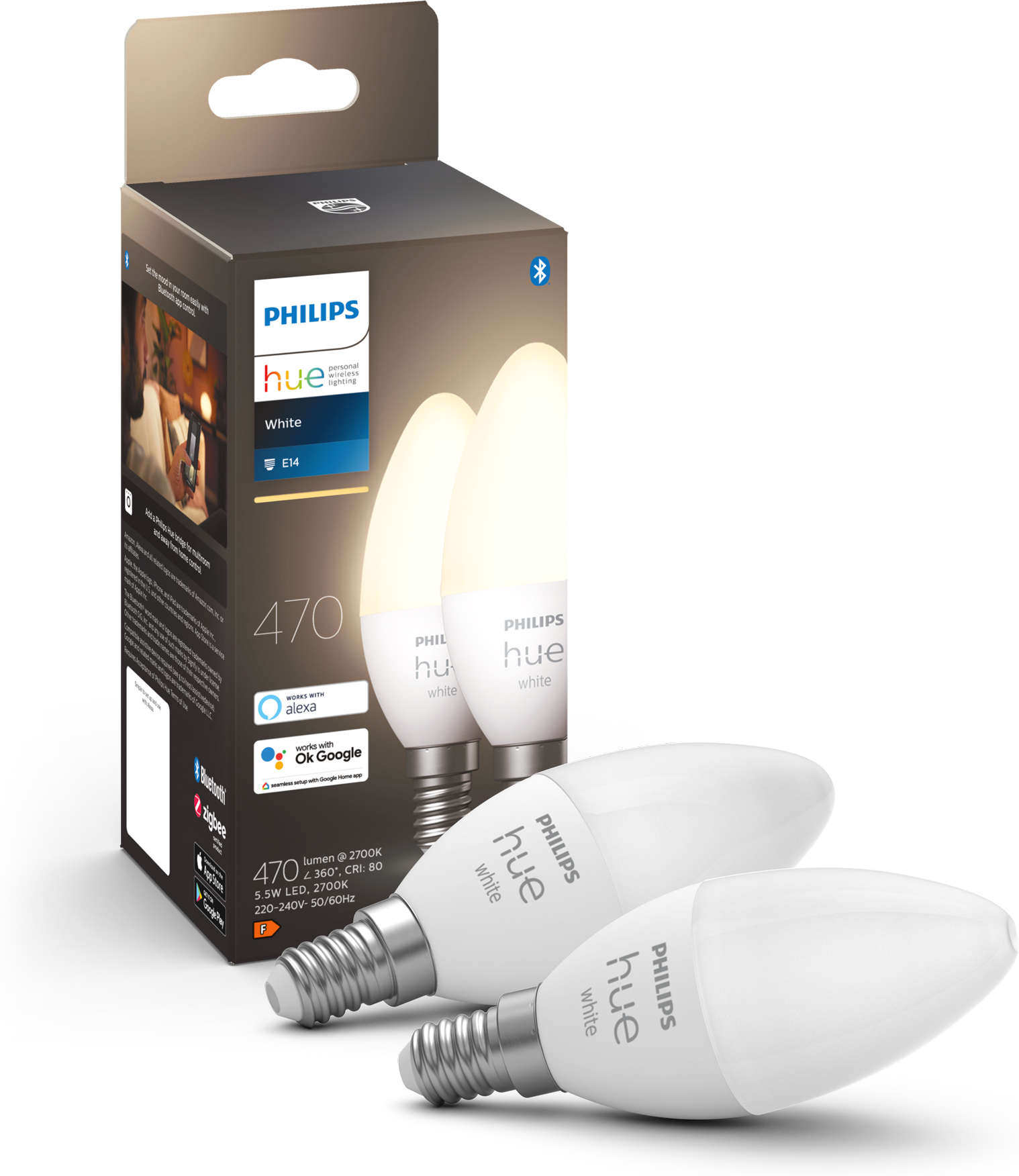 Philips Hue -LED-nutipirnide mitmikpakk, BT, valge, E14, küünlakujuline, 2 tk pakk