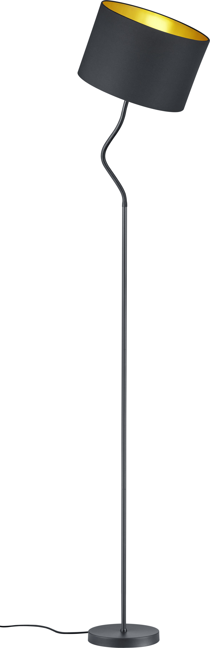 Trio Hostel Arc põrandalamp E27, matt must/kuldne - Image 2