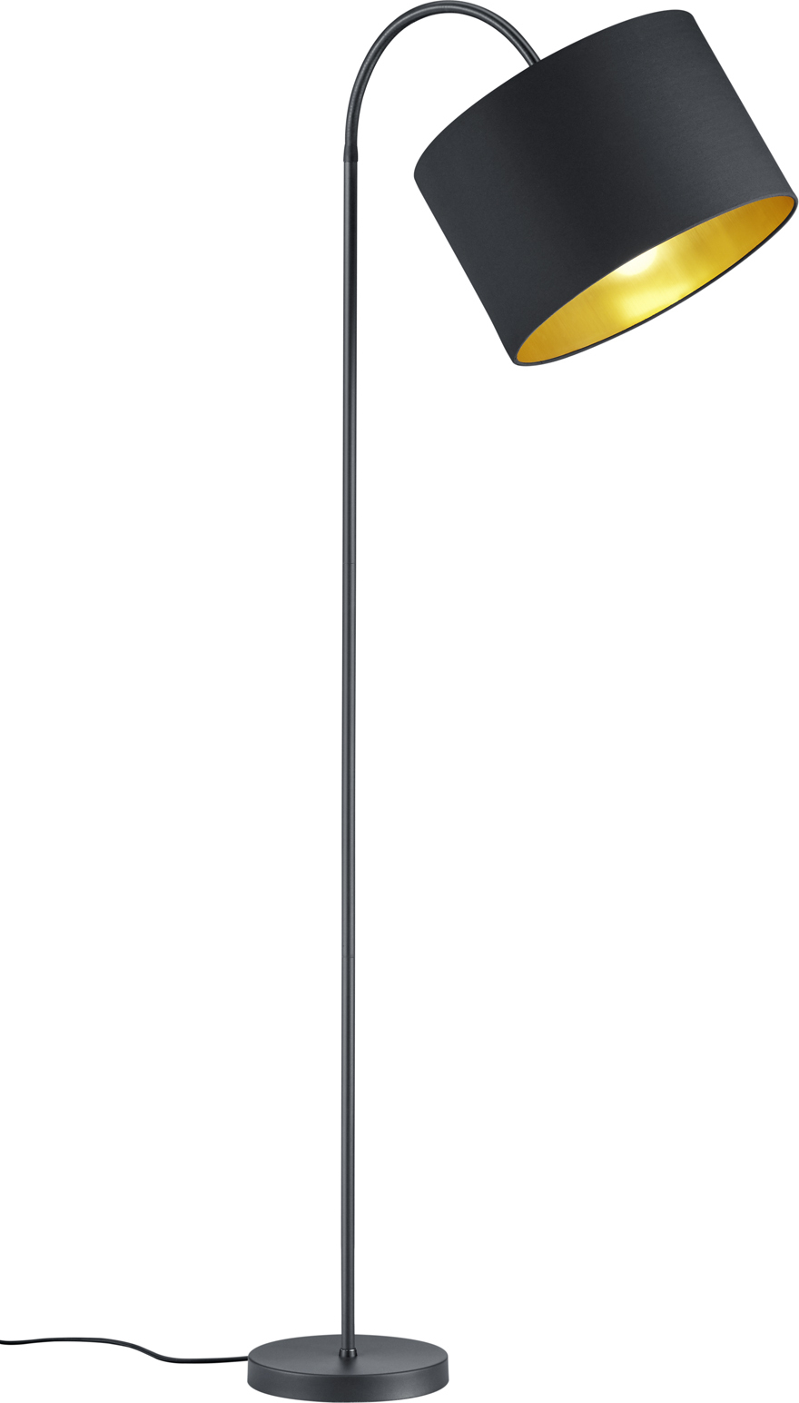 Trio Hostel Arc põrandalamp E27, matt must/kuldne