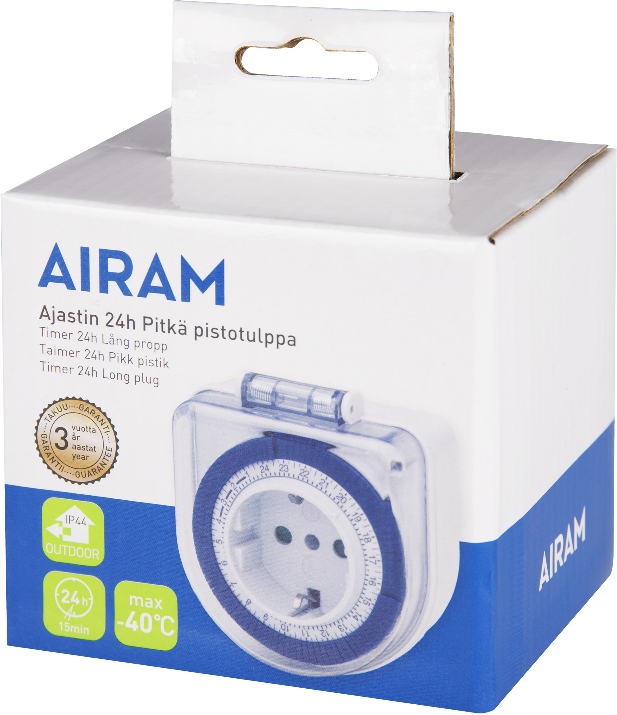 Airam TIMER IP44, 24H, pikk pistik - Image 3