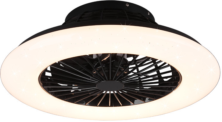 Trio Stralsund -LED-ventilaatorlamp 50 cm, 30 W, matt must