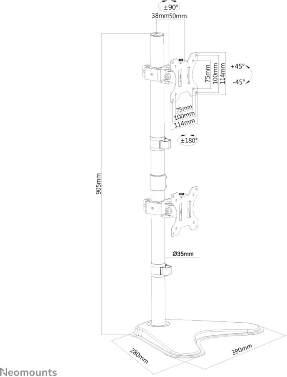Neomounts FPMA-D550DDV monitorihoidik kahele monitorile, must - Image 3