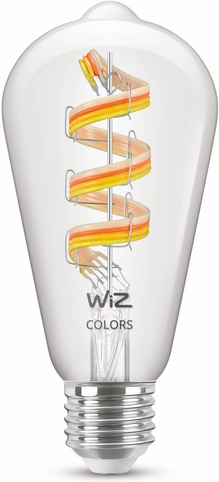 WiZ nutilamp, E27, ST64, RGB, Wi-Fi, 2200-6500 K, läbipaistev, 470 lm, 1 tk