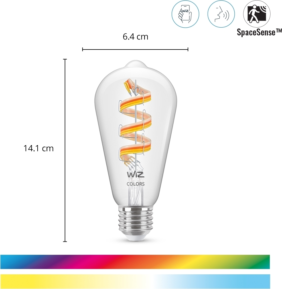 WiZ nutilamp, E27, ST64, RGB, Wi-Fi, 2200-6500 K, läbipaistev, 470 lm, 1 tk - Image 5