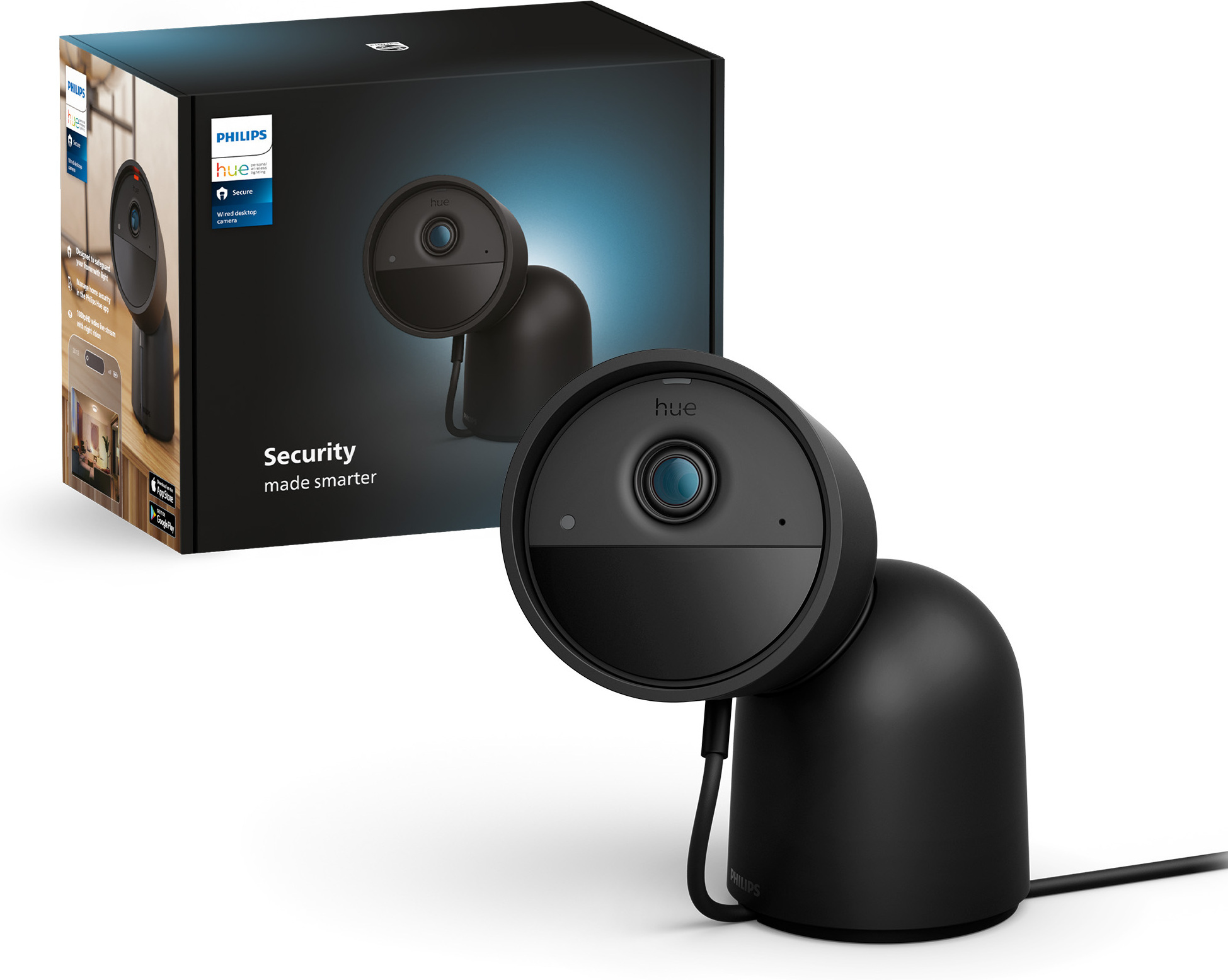 Philips Hue Secure valvekaamera, juhtmega, lauajalg, must, 1 tk - Image 5