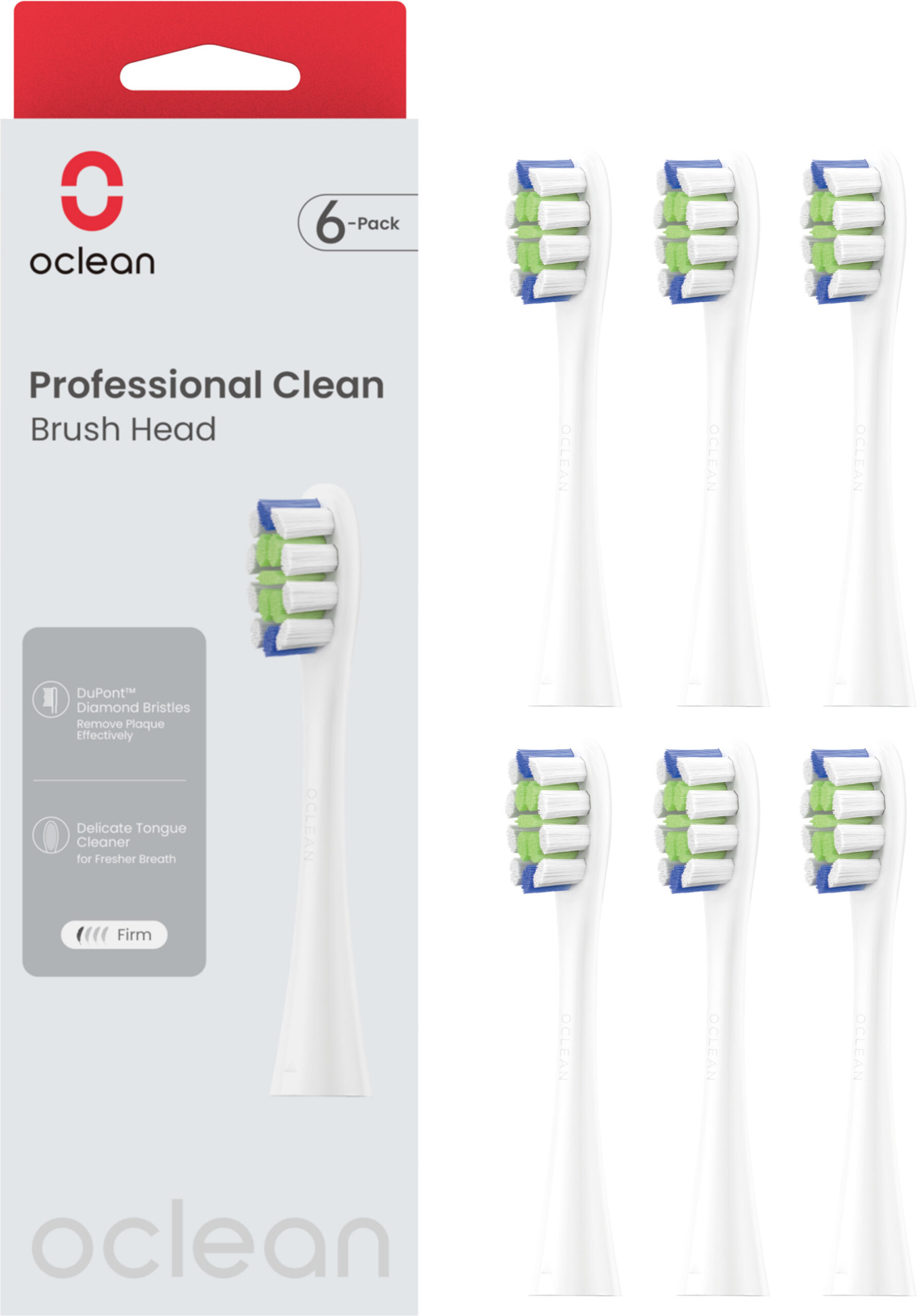 Oclean Professional puhastusharjapea, 6 tk, valge
