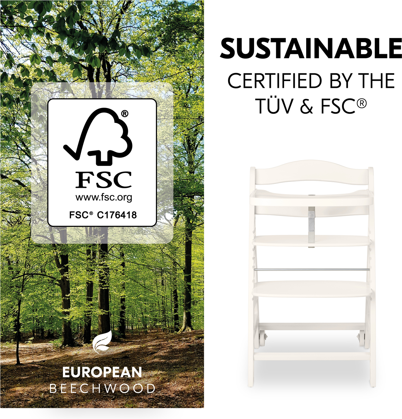 Hauck Beta+ söögitool, valge - Image 4