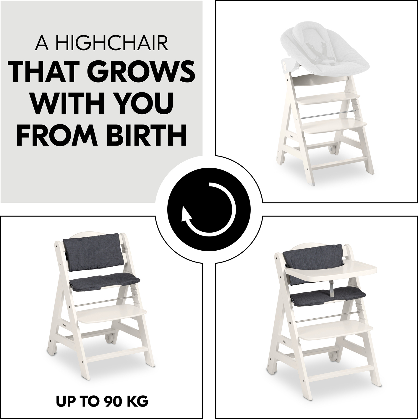 Hauck Beta+ söögitool, valge - Image 3