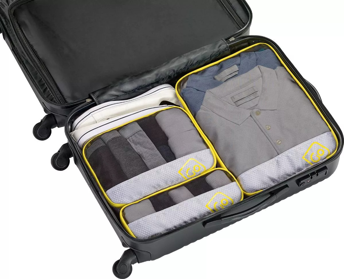 GoTravel kolmekordsed pakkimiskuubikud, 3-osaline, kollane - Image 2