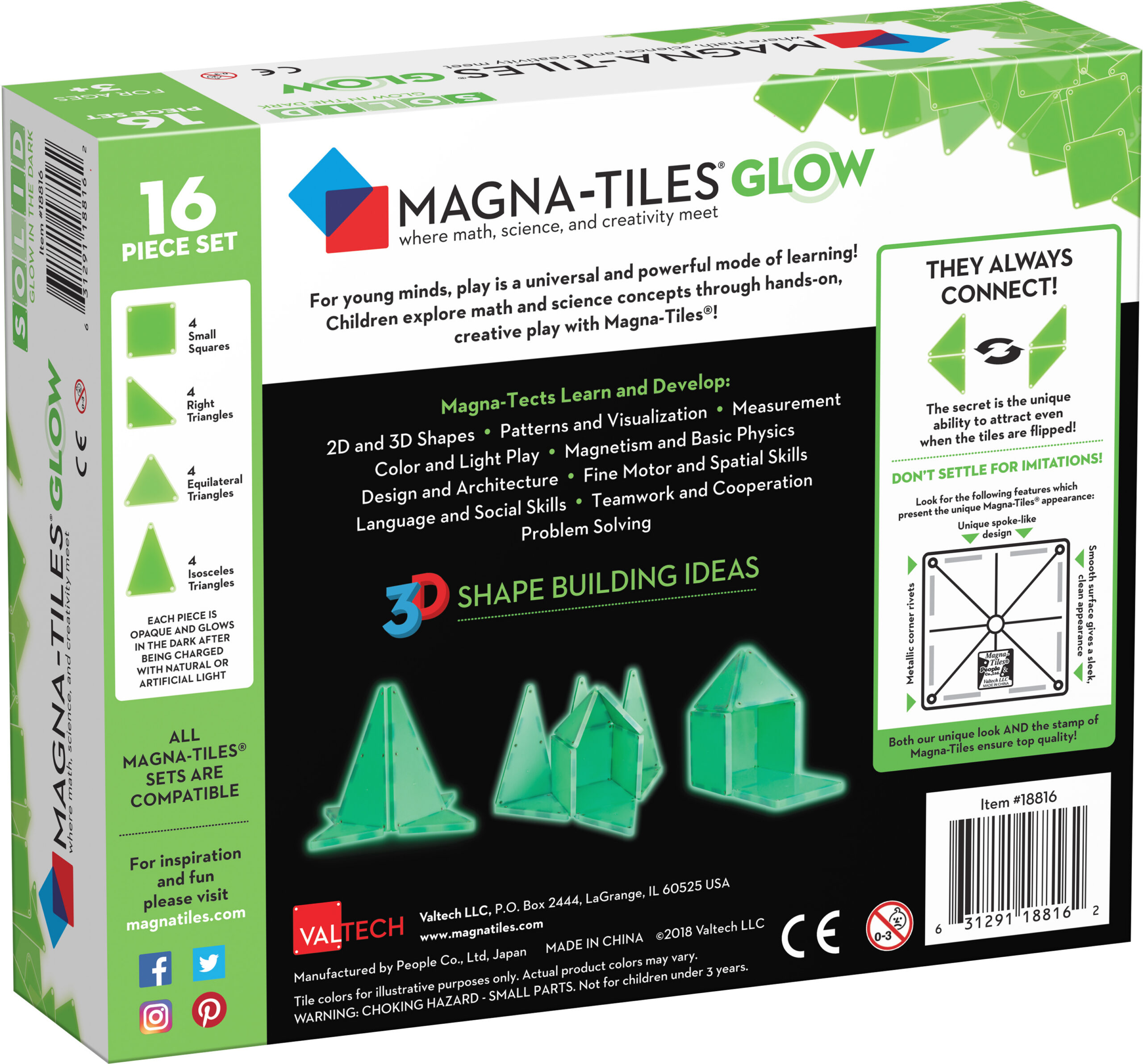 MAGNA-TILES Glow pikenduskomplekt, 16 osa - Image 2