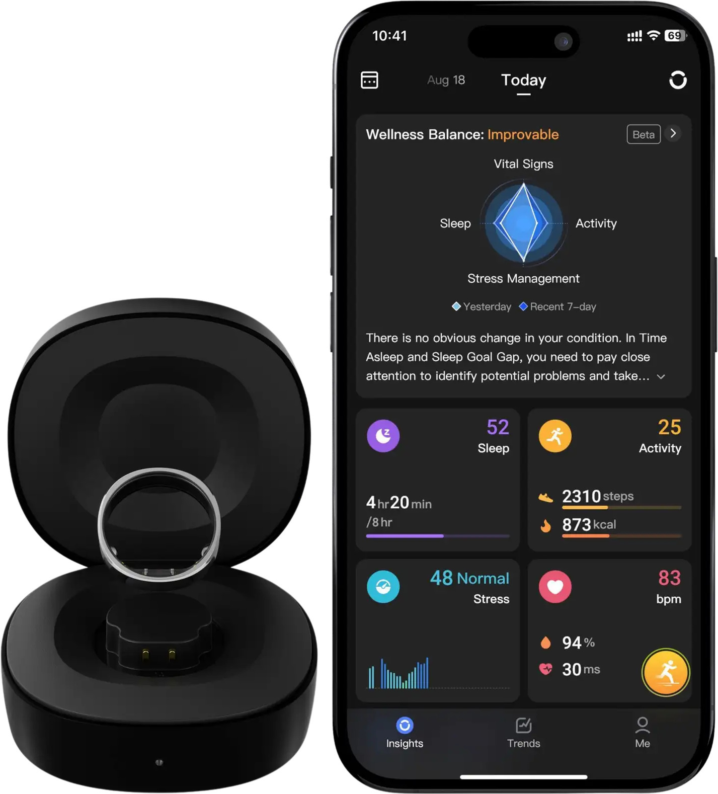 RingConn Gen 2 nutikas rõngas, must, suurus 12 - Image 4