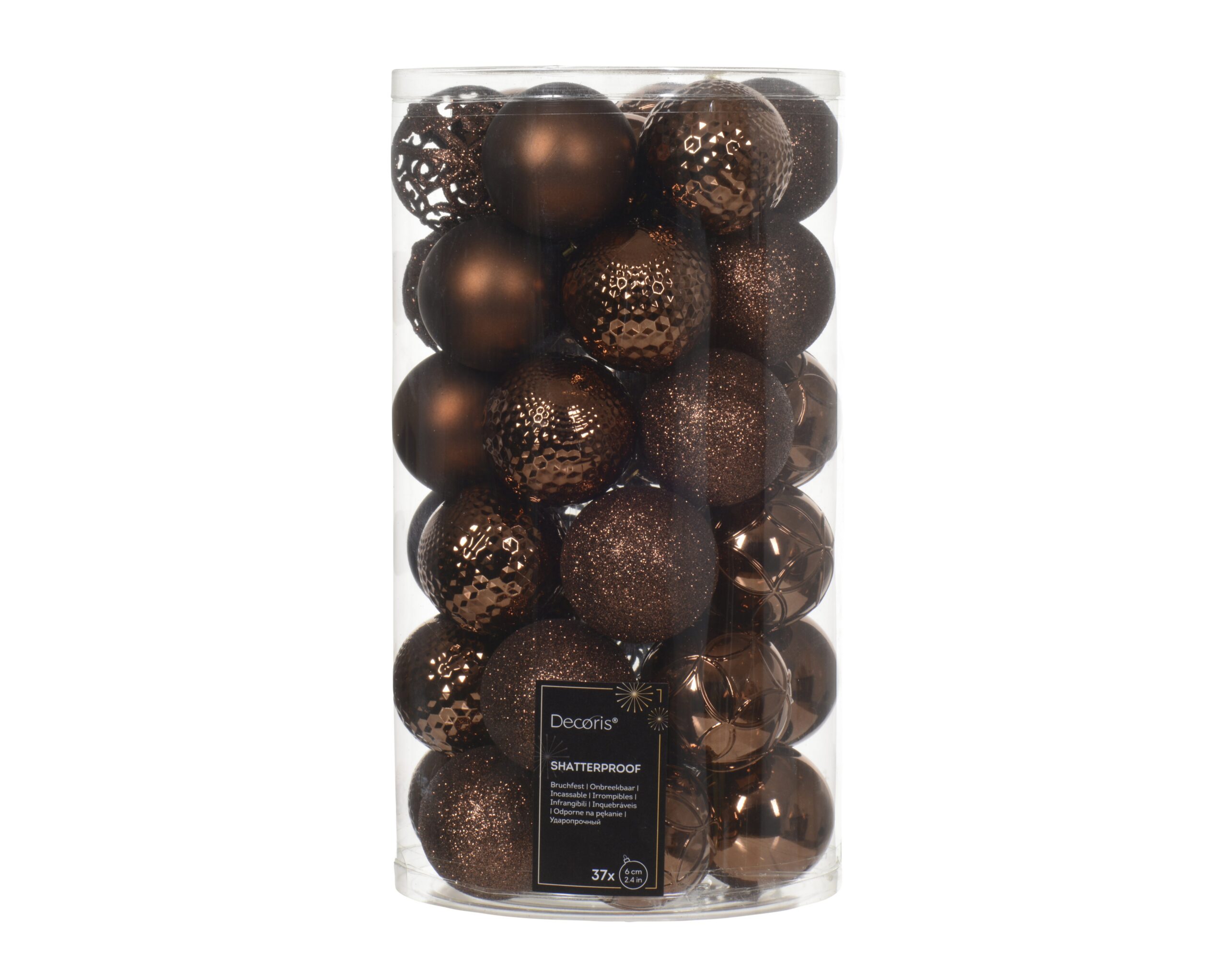 Decoris purunemiskindel jõulupuu kaunistuste komplekt, 6 cm, cappuccino, 37 tk