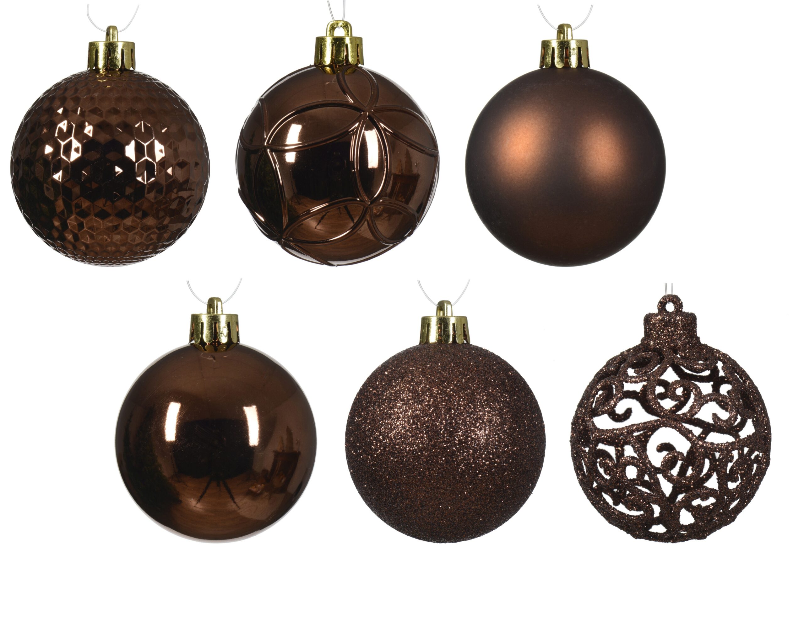 Decoris purunemiskindel jõulupuu kaunistuste komplekt, 6 cm, cappuccino, 37 tk - Image 2