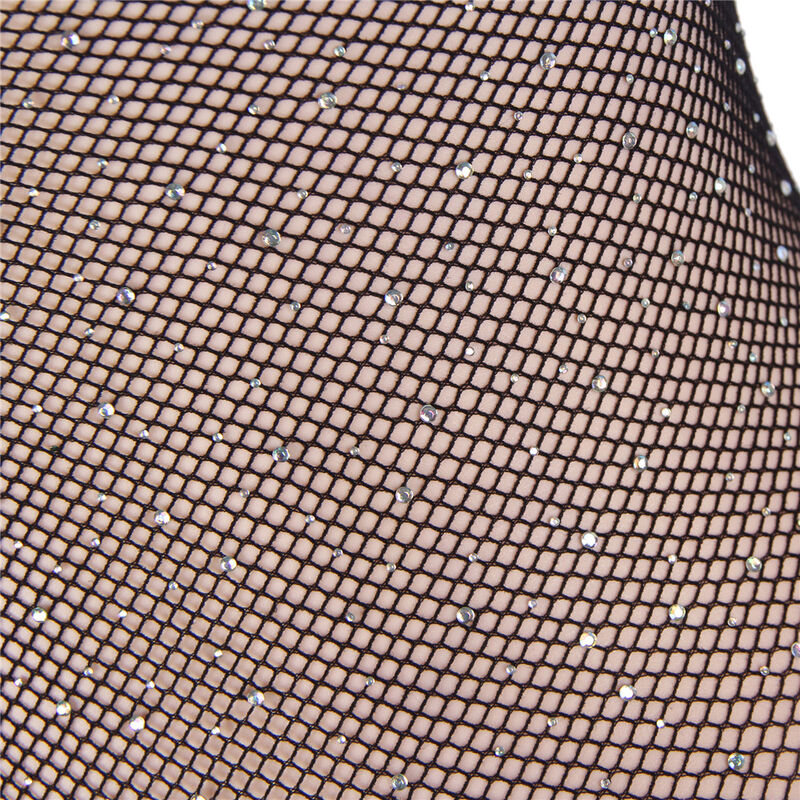 952297 GLOSSY FISHNET BODY WITH OFF SHOULDERS LONG SLEEVE BLACK ONE SIZE - Image 4