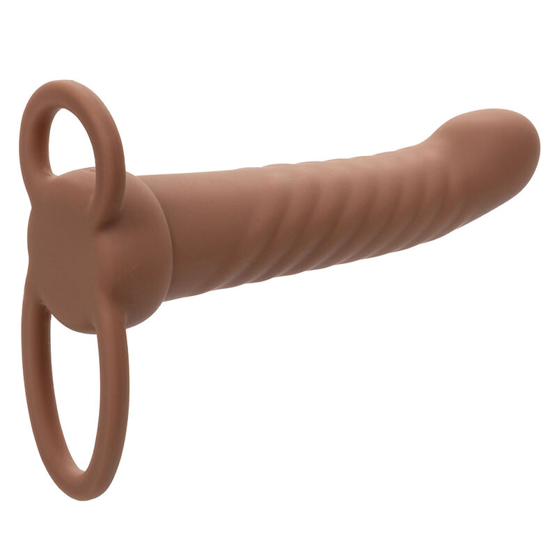 MAXX RIBBED DUAL PENETRATOR 10 VIBRATIONS BROWN - Image 3