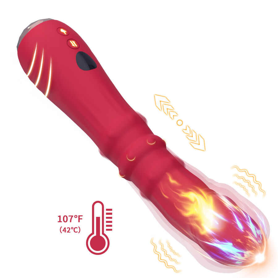 THERMO-ADJUSTABLE POINT A STIMULATOR VIBRATOR DILDO RED - Image 2