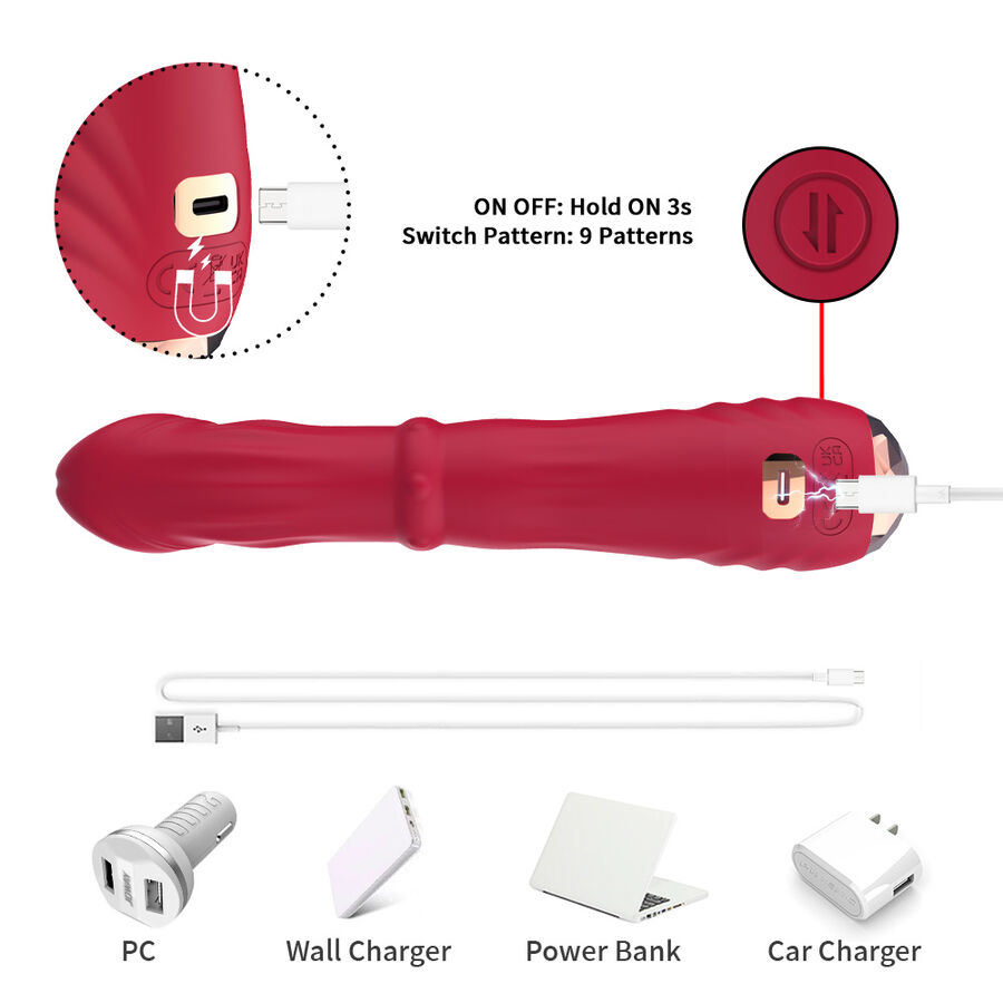 THERMO-ADJUSTABLE POINT A STIMULATOR VIBRATOR DILDO RED - Image 5