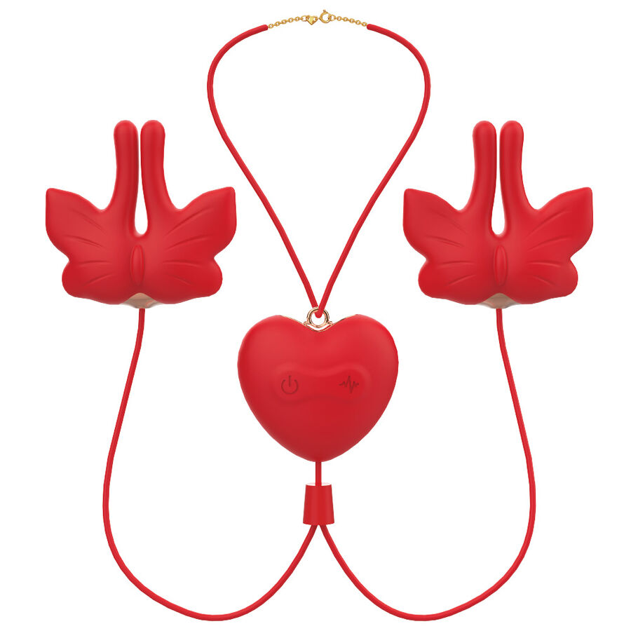 MAGNETIC NIPPLE CLAMPS WITH VIBRATION BUTTERFLY SHAPE RED - Image 3