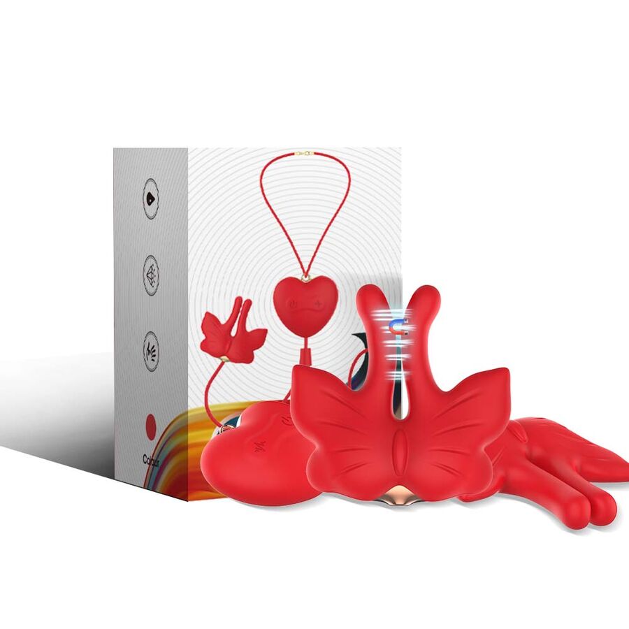 MAGNETIC NIPPLE CLAMPS WITH VIBRATION BUTTERFLY SHAPE RED