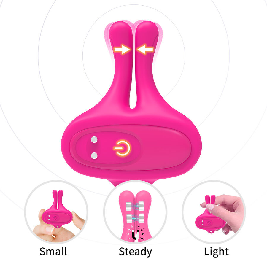 RABBIT SHAPE VIBRATION MAGNETIC NIPPLE CLAMPS PINK - Image 3
