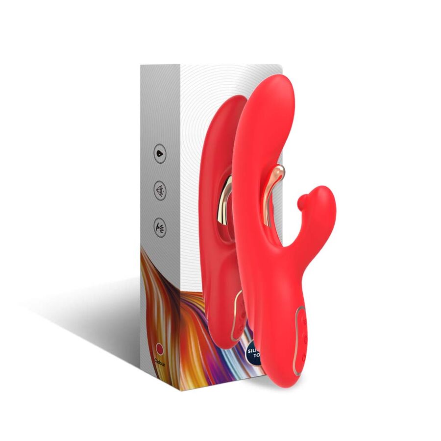 G-SPOT AND CLITORIS STIMULATOR VIBRATOR WITH OSCILLATING TONGUE RED
