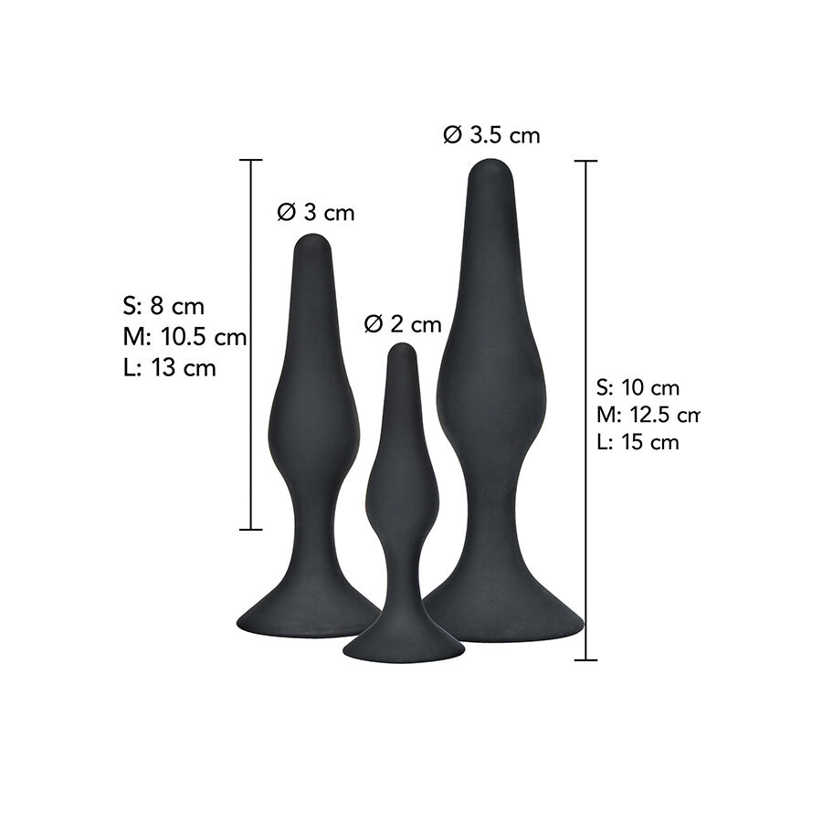 ANAL PLAY CURVY COMPANIONS ANAL PLUG 3 PIECES BLACK - Image 2