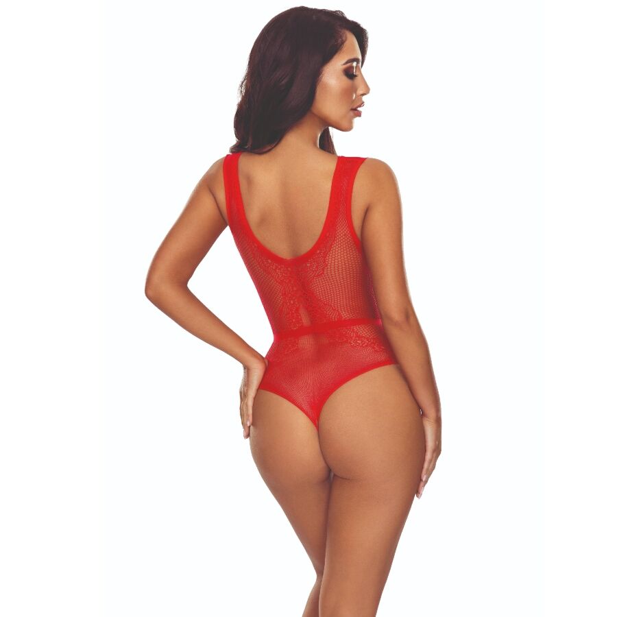 BS115 BODYSTOCKING GRID RED - Image 2