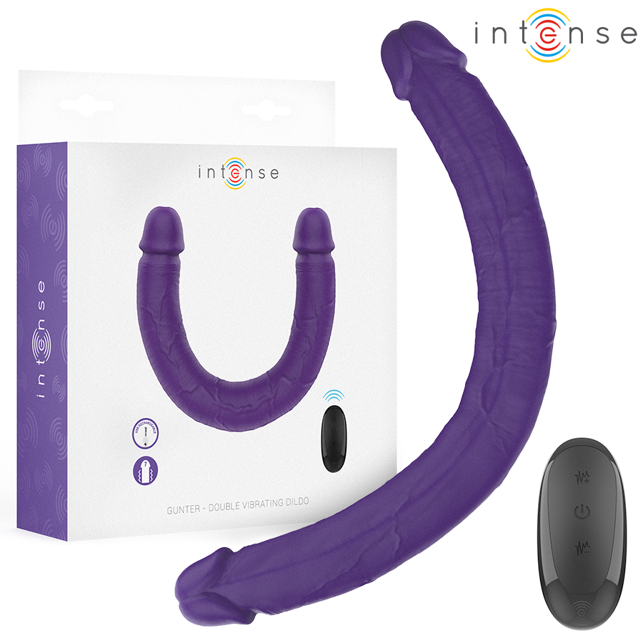 GUNTER DILDO DOUBLE VIBRATOR 40 CM PURPLE REMOTE CONTROL