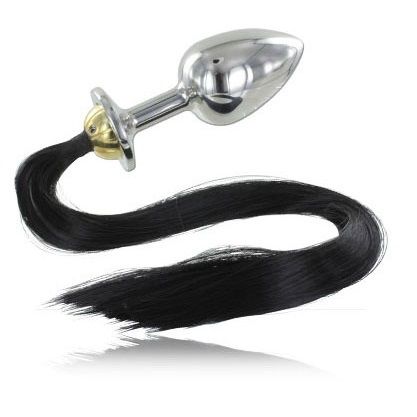 STEEL ANAL PLUG WITH TAIL 8.89CM