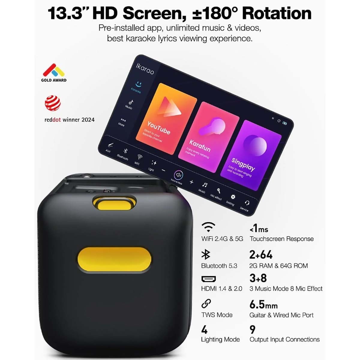 Ikarao Break X1 kaasaskantav karaoke kõlar - Image 5