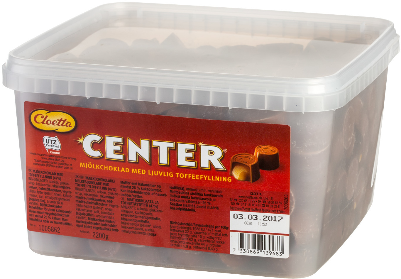 Cloetta Center Original - lahtised kommid, 2,2 kg