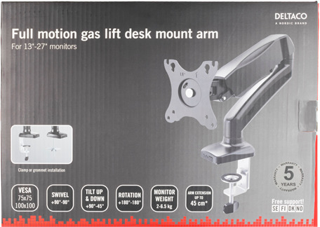 Deltaco ARM-534 monitorivars gaasvedruga, 13"-27", must - Image 5