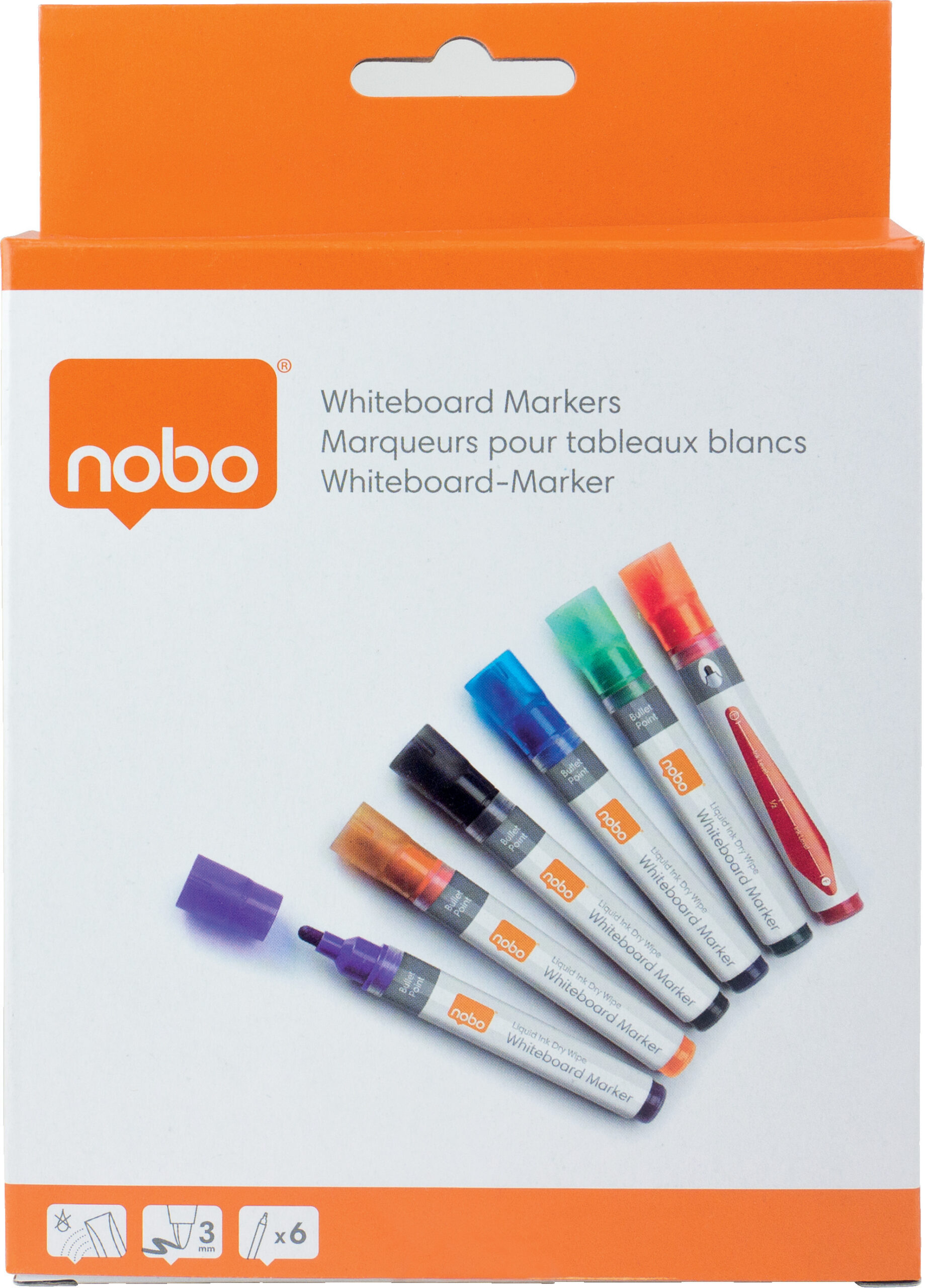 Nobo vedela tindiga tahvlipliiatsid, 6 tk, erinevad värvid