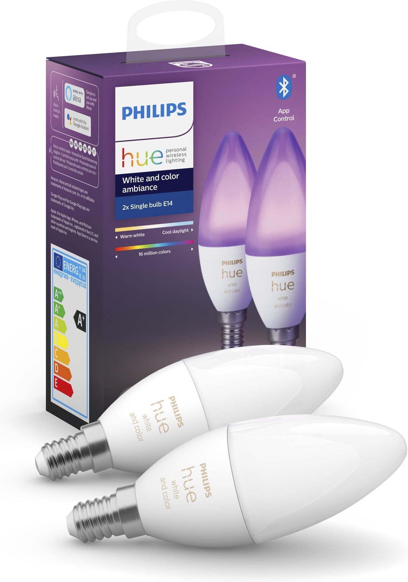 Philips Hue White and Color Ambiance nutikas pirn, E14, küünalpirn, 470 lm, 2 tk - Image 3