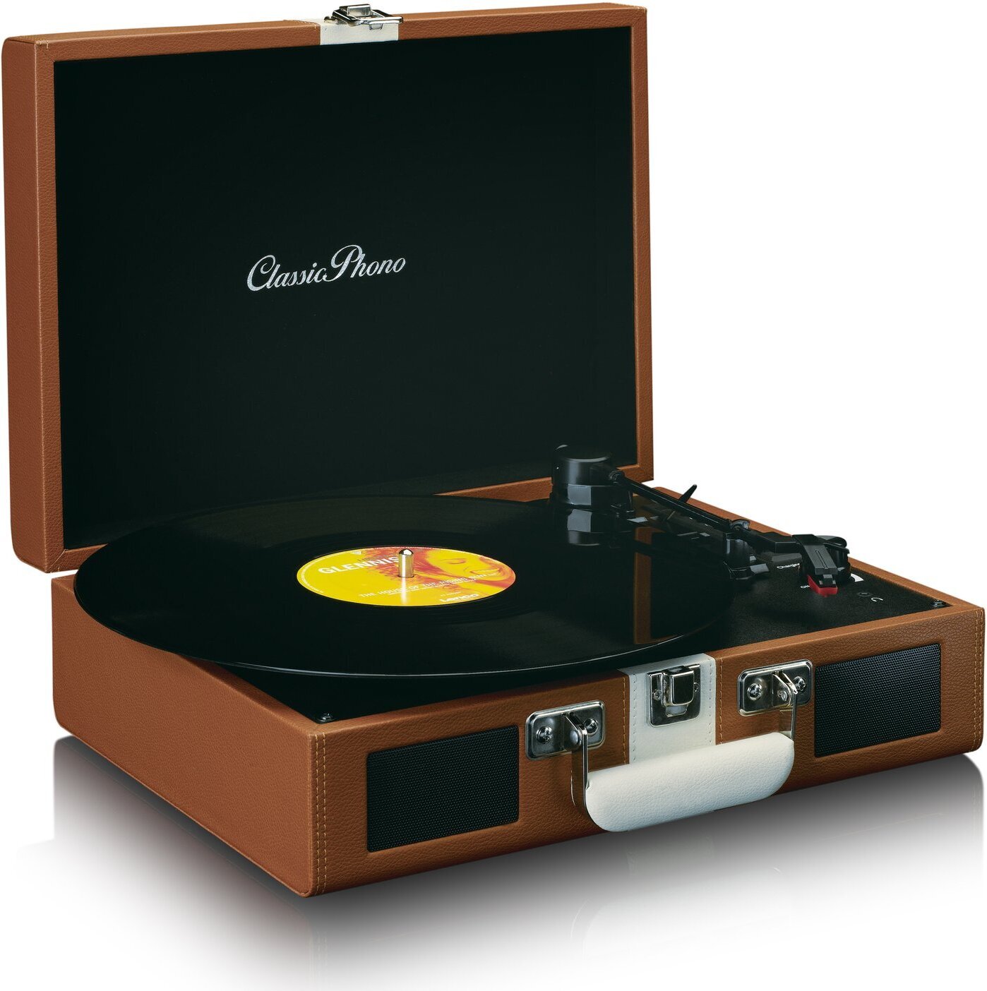 Lenco Classic Phono TT-120 vinyl record player, brown/white